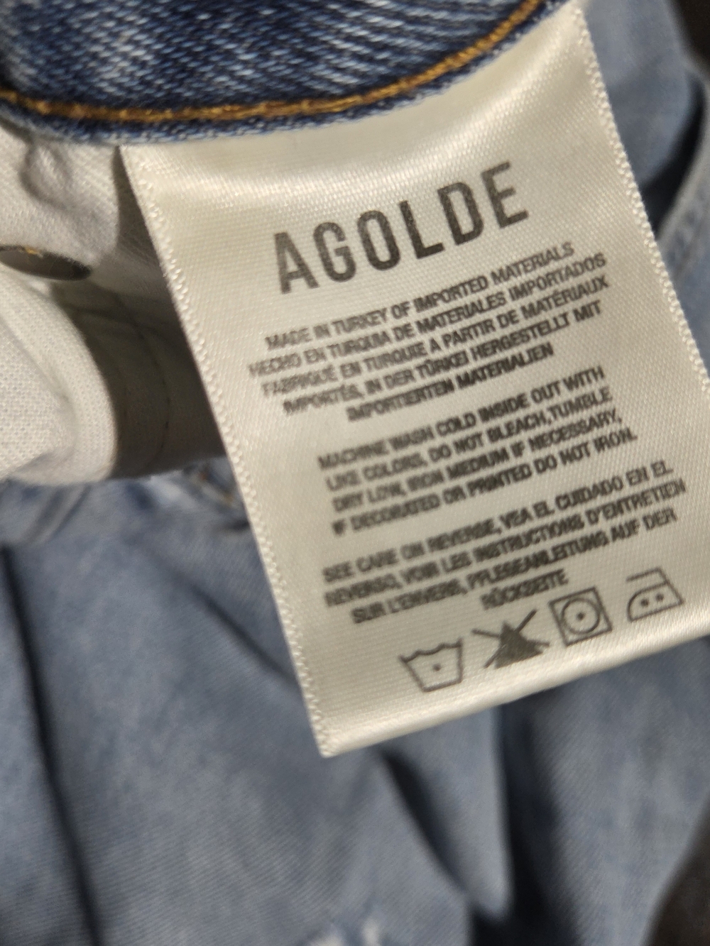 Agolde Light Blue Straight Leg Distressed Jeans - Picture 3 of 9